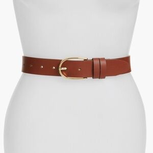 Nordstrom Tan-Brown Leather Belt with Gold Buckle